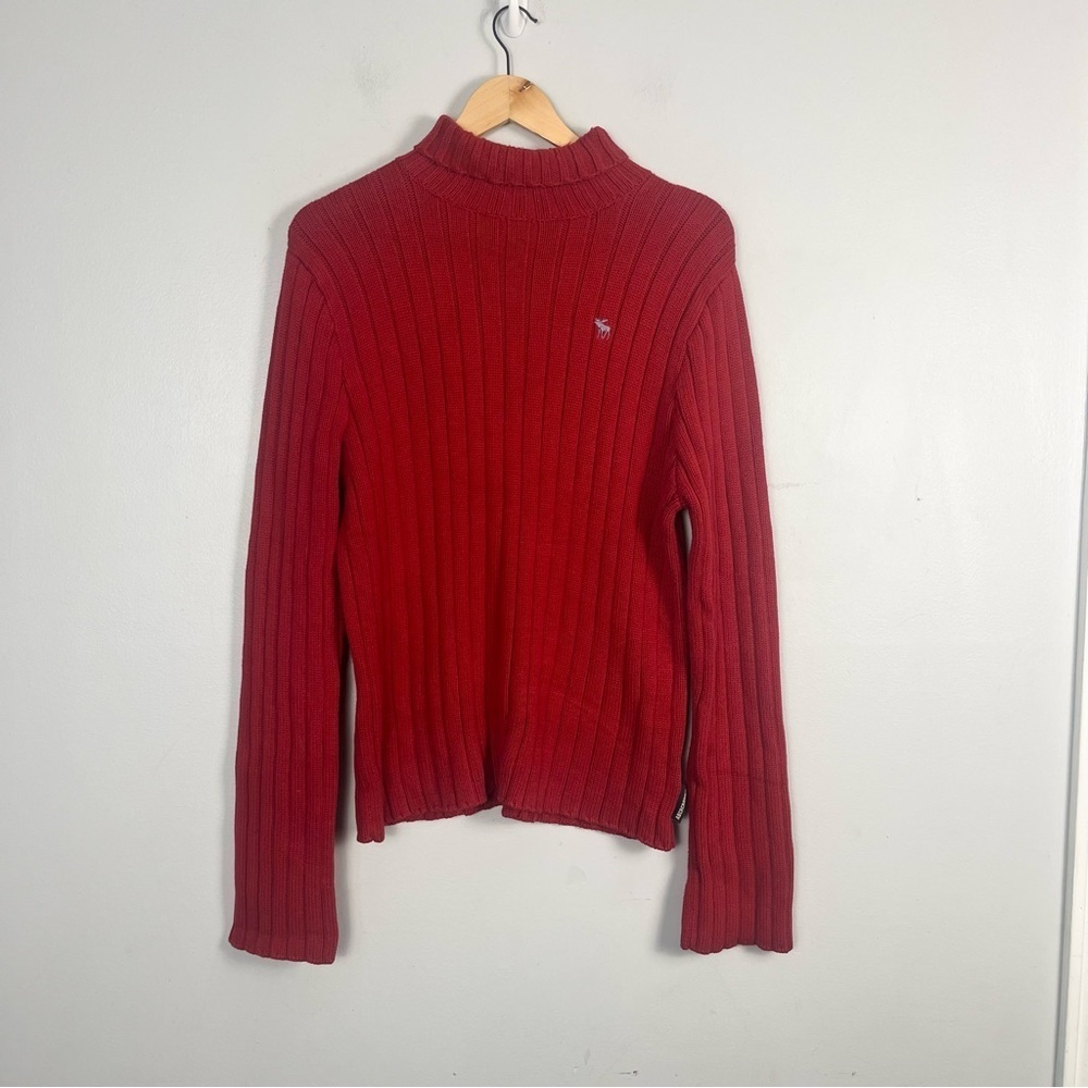 Abercrombie And Fitch Size Lg Red Extra Long Sleeves Vintage Y2K turtleneck